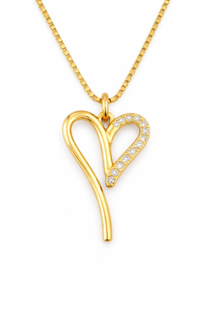 שרשרת לב אבסטרקט בציפוי גולדפילד