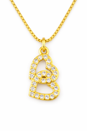 שרשרת לבבות משולבים בציפוי גולדפילד