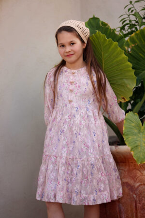 שמלת הלני תחרה קרם ורוד