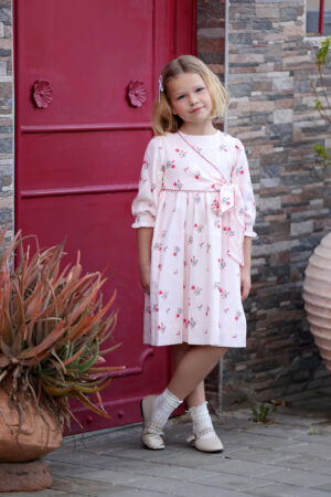 שמלת סלינה מעטפת פרחים ורוד